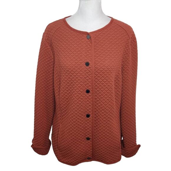 Isaac Mizrahi Rust Quilted Jacket Size Medium Rust Brown Quilted Jacket - Picture 1 of 6